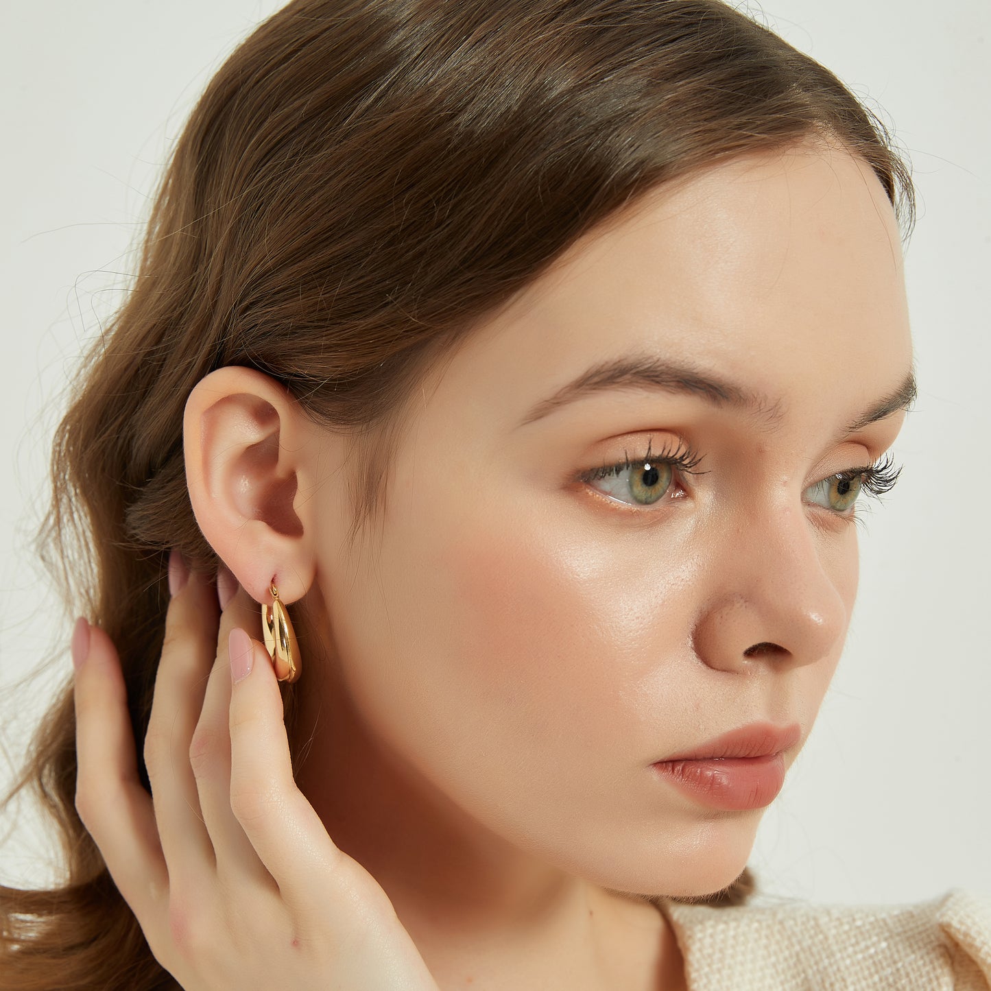 Julia gold chunky crescent dome hoop earrings