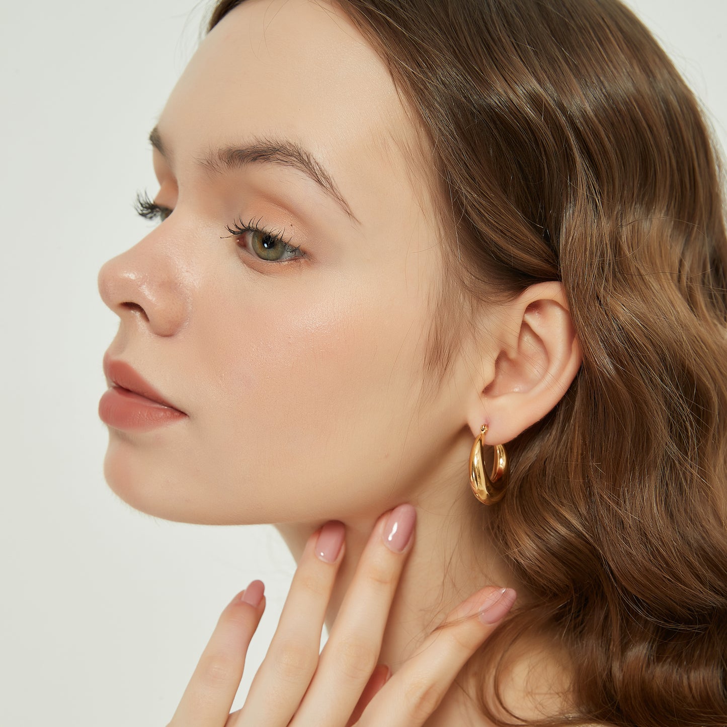 Julia gold chunky crescent dome hoop earrings