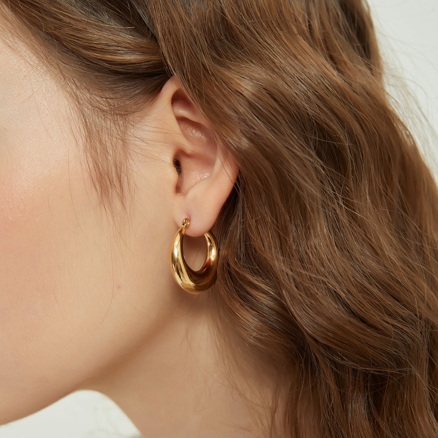 Julia gold chunky crescent dome hoop earrings