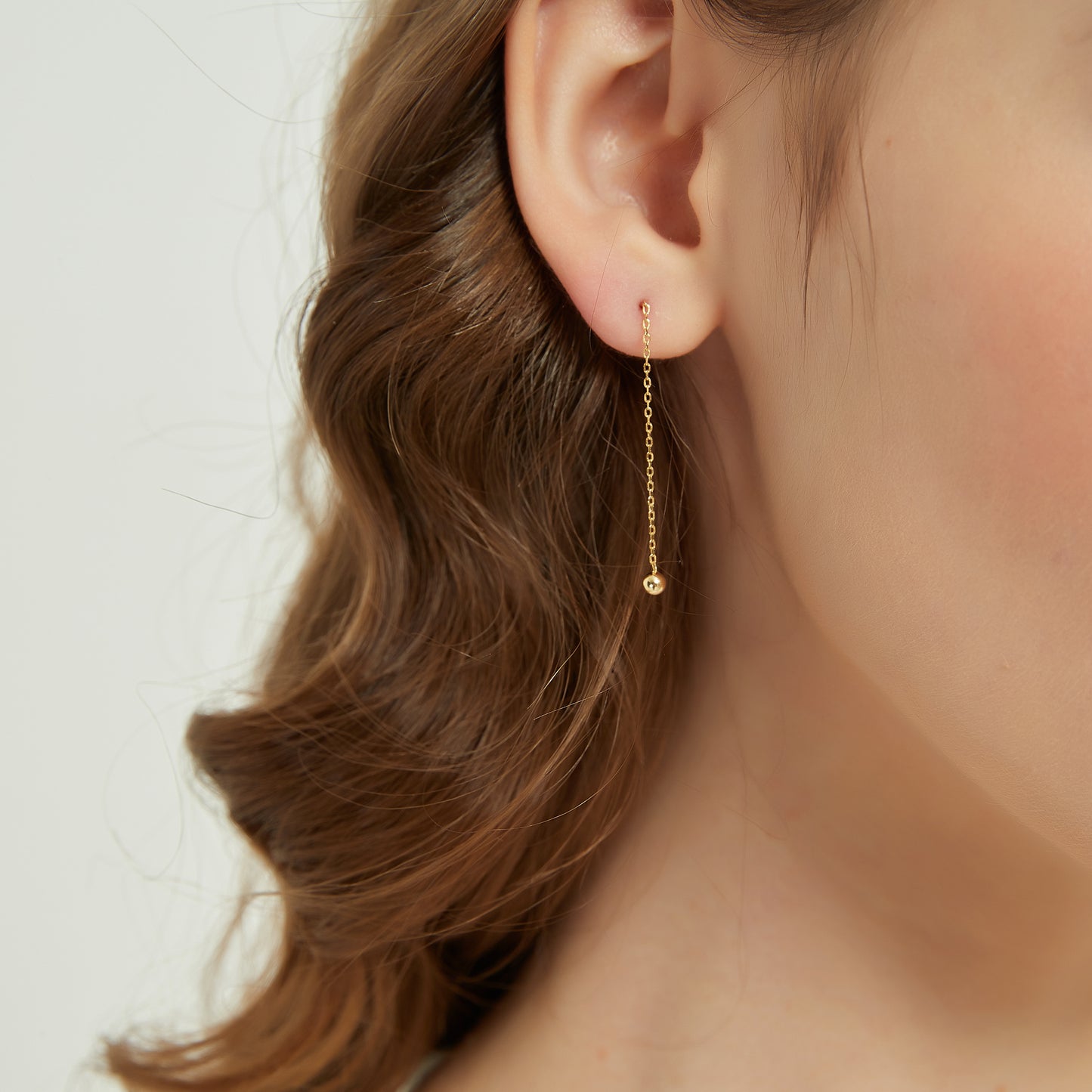 Gold Vermeil Morgan gold ball threader earrings