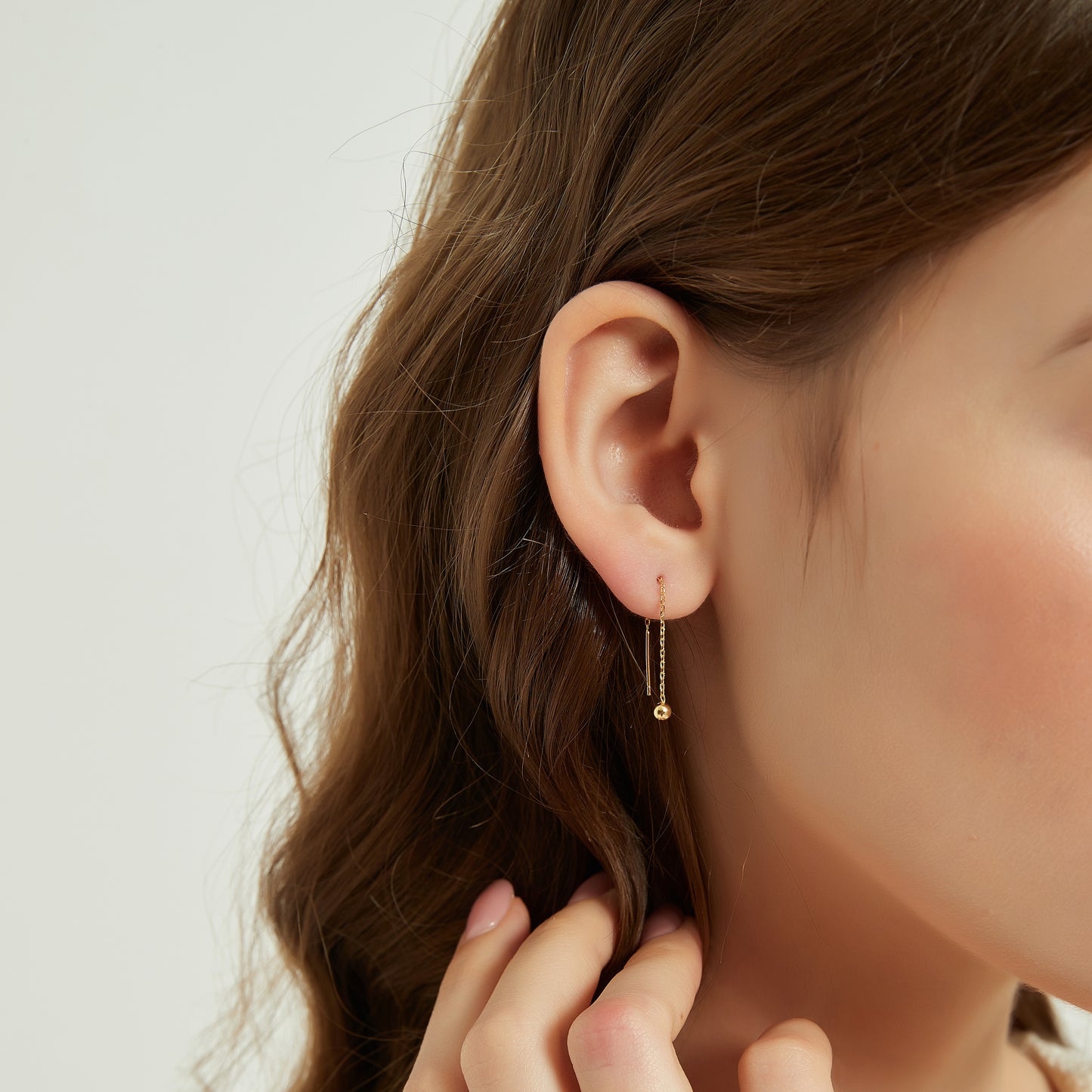 Gold Vermeil Morgan gold ball threader earrings