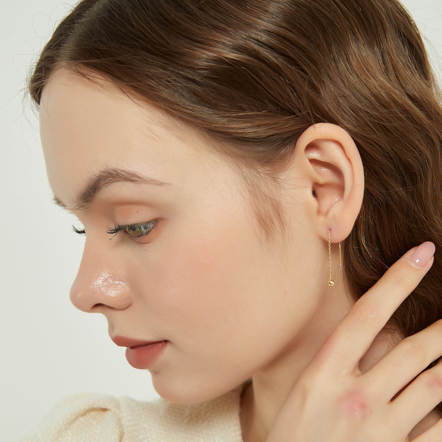 Gold Vermeil Morgan gold ball threader earrings