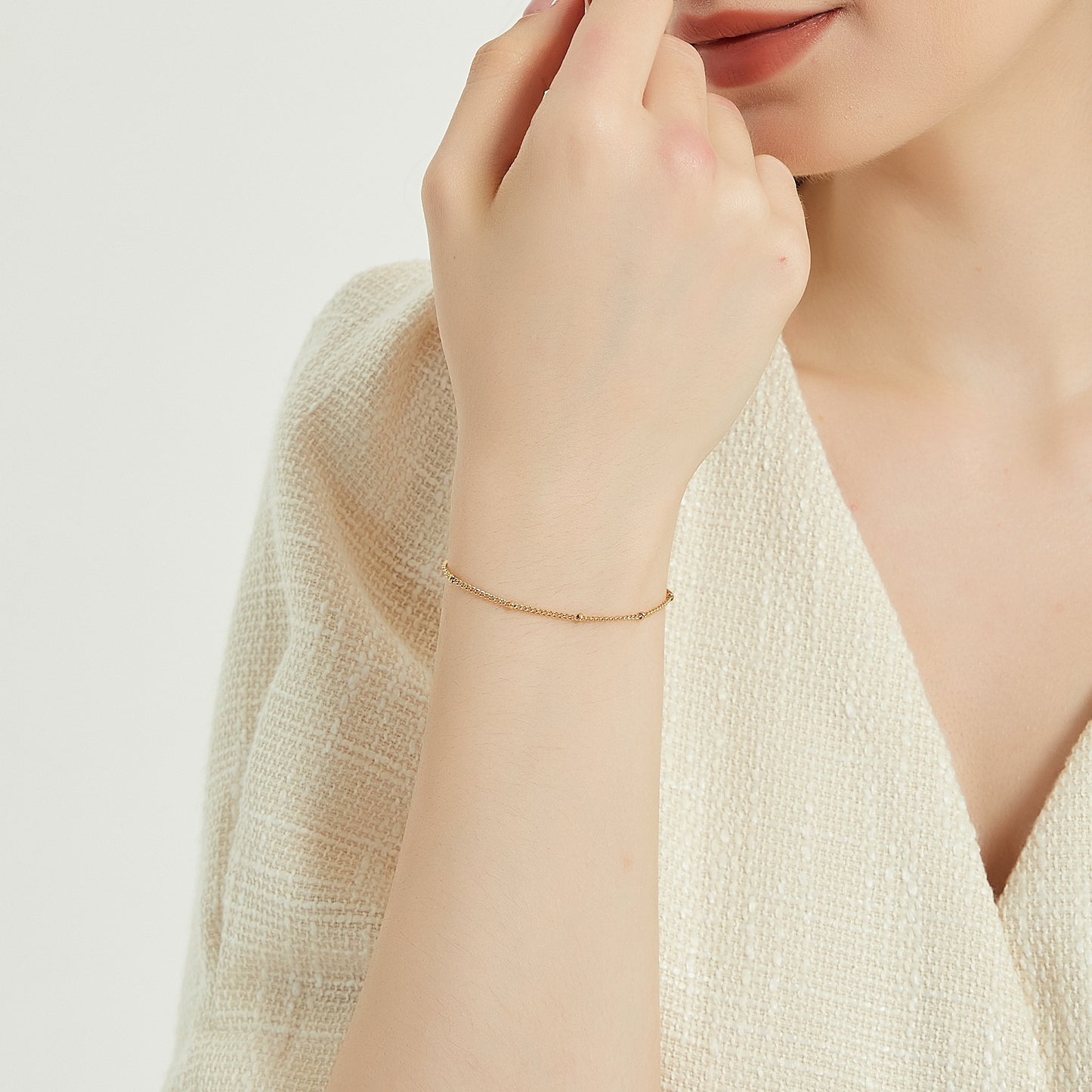 Angelina gold dainty satellite chain bracelet