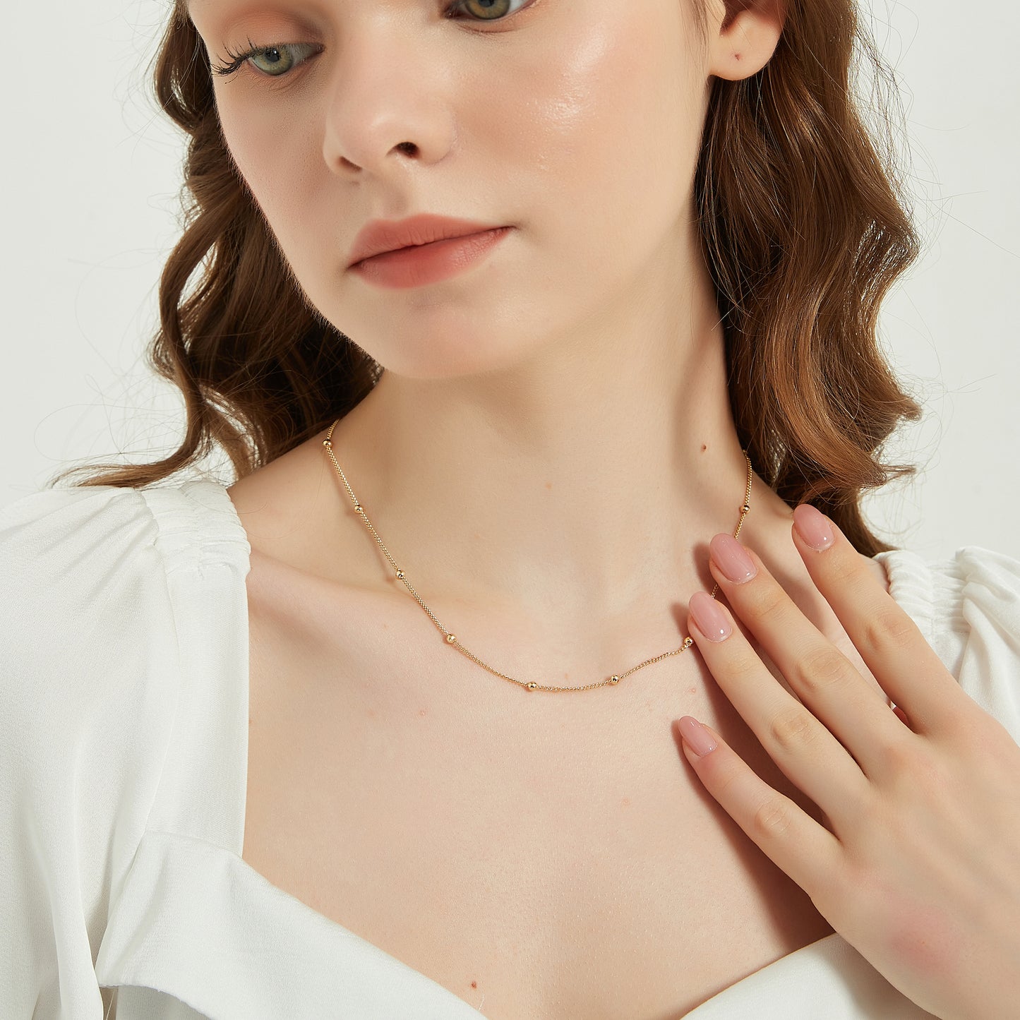 Elise dainty satellite ball chain necklace