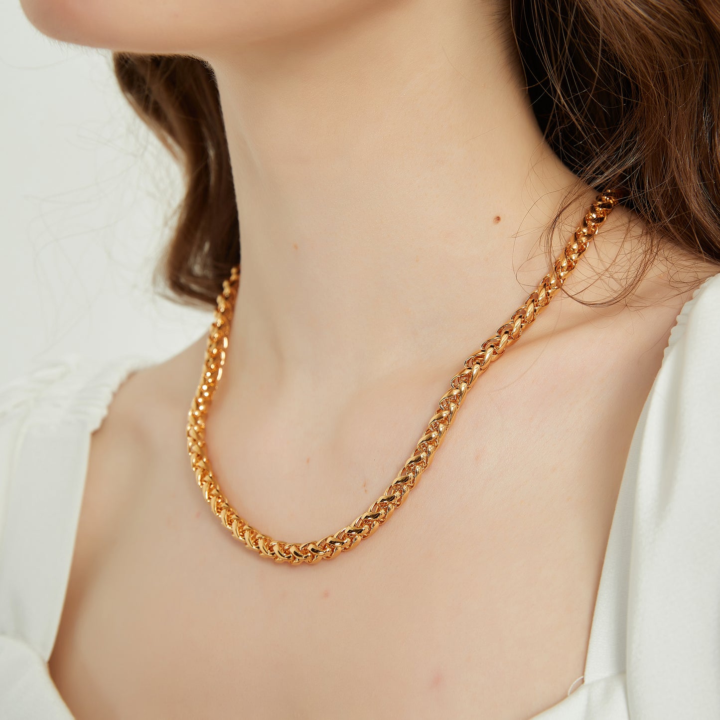 Ella gold rolo link chain statement necklace