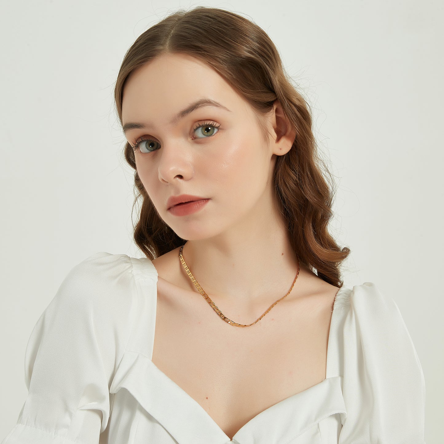 Chloe gold chain necklace, flat necklace, gold necklace