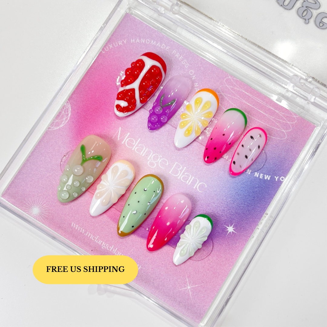 PO091 Colorful Fruit almond Press On Nails