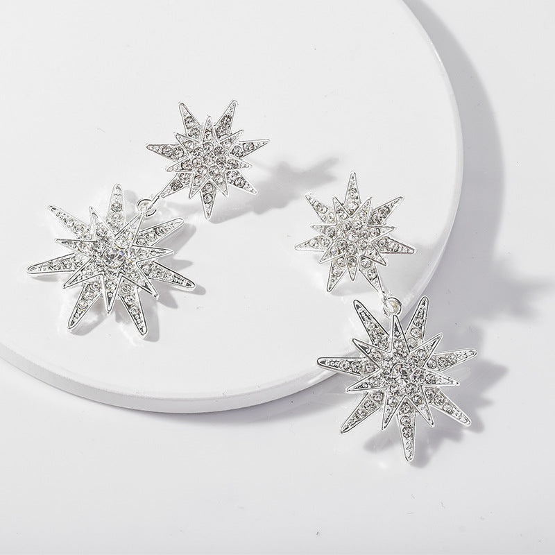 E068 statement starburst celestial dangle earrings sale