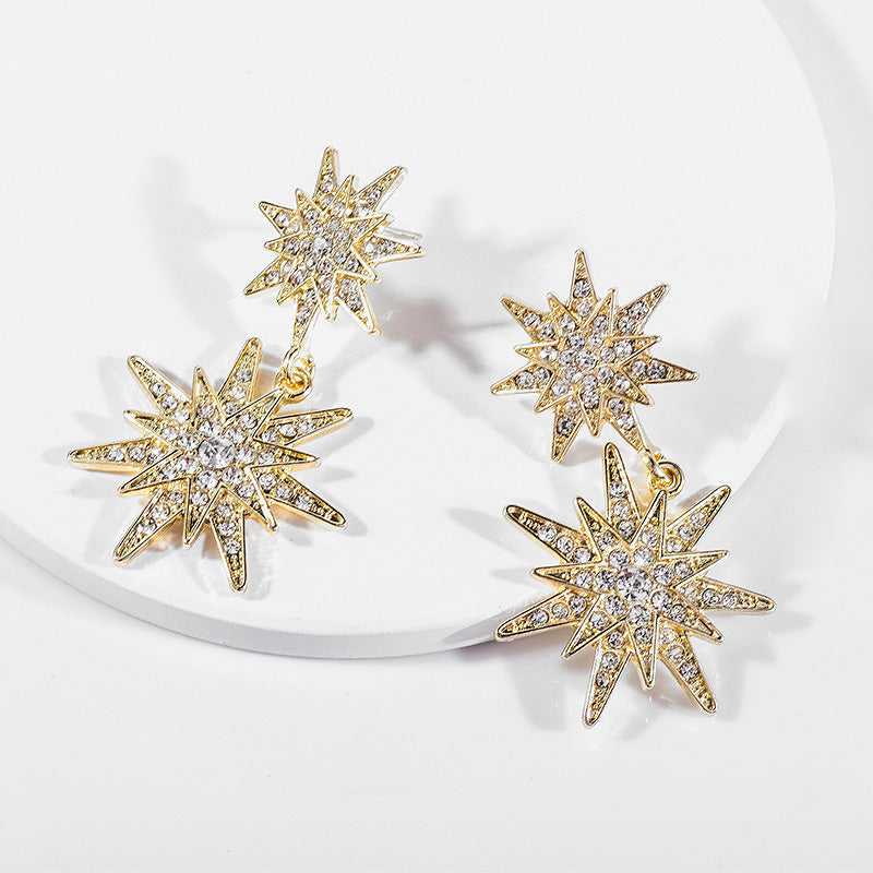 E068 statement starburst celestial dangle earrings sale