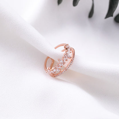 R019 double band crystal stone open adjustable ring sale