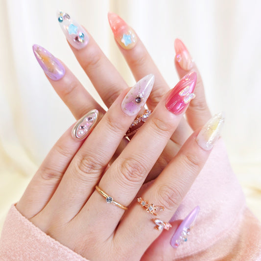 PO114 3d floral abstract y2k press on nails