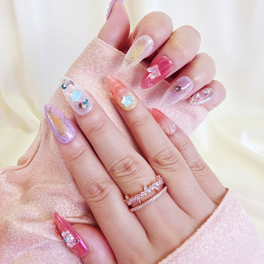 PO114 3d floral abstract y2k press on nails