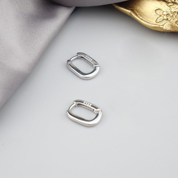 Gold Vermeil E079 oval rectangle huggie hoop earrings