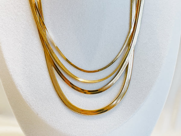 N021 herringbone necklace, herringbone chain necklace, snake chain necklace