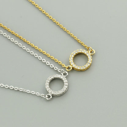 B016 paved circle eternity charm bracelet