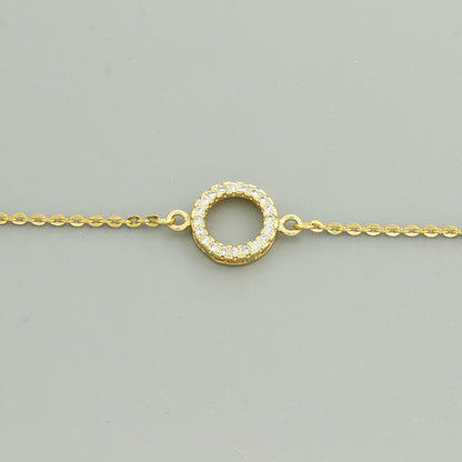 B016 paved circle eternity charm bracelet