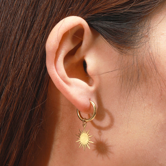 Reagan starburst dangle huggie earrings