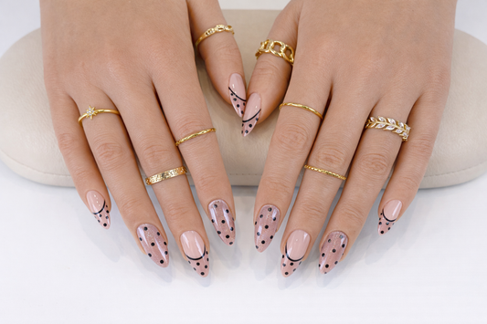 Pink Cateye Polkadot French Tips Press on Nails