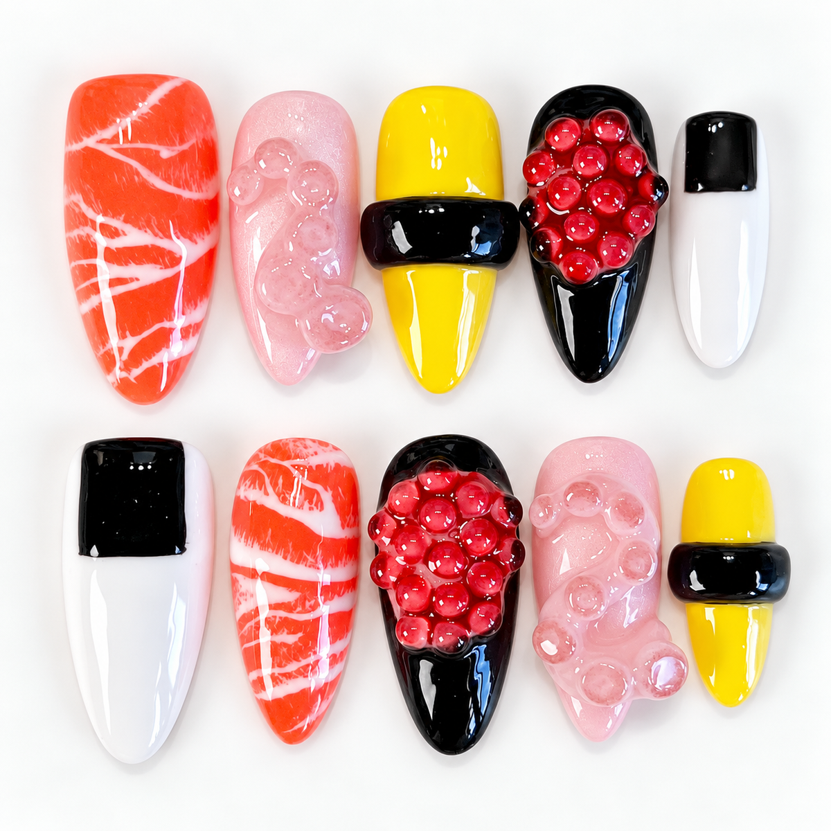 Japanese Sushi Yummy Food Custom Press On Nails PO206
