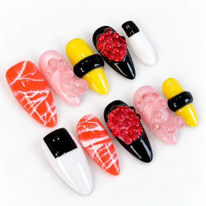 Japanese Sushi Yummy Food Custom Press On Nails PO206