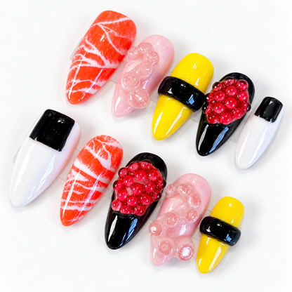 Japanese Sushi Yummy Food Custom Press On Nails PO206