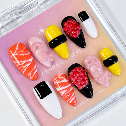 Japanese Sushi Yummy Food Custom Press On Nails PO206