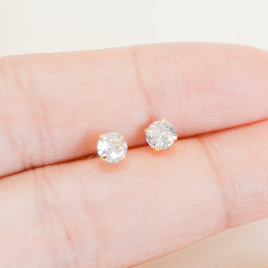 Gold vermeil E107 cz diamond stud earrings
