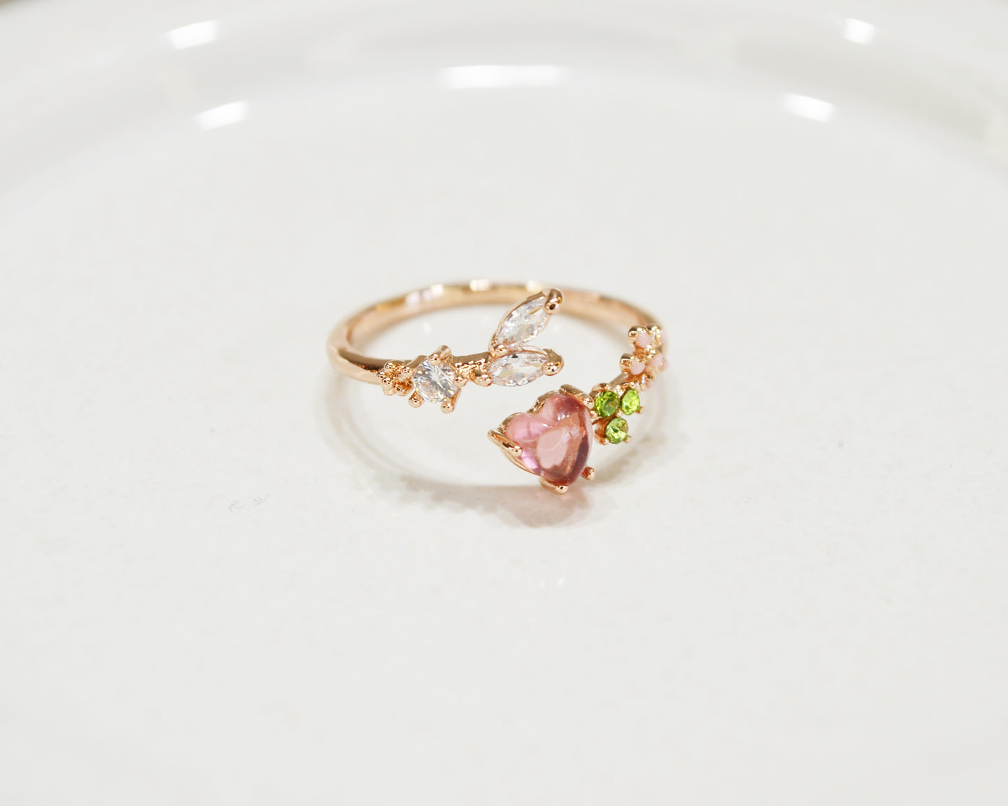 R014 heart flower adjustable open ring sale