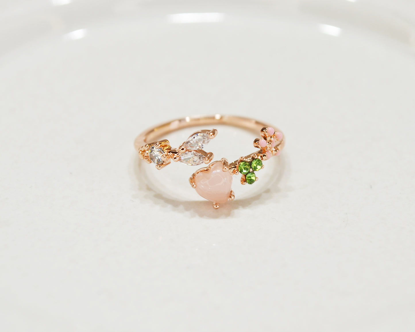 R014 heart flower adjustable open ring sale
