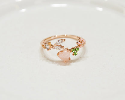 R014 heart flower adjustable open ring sale