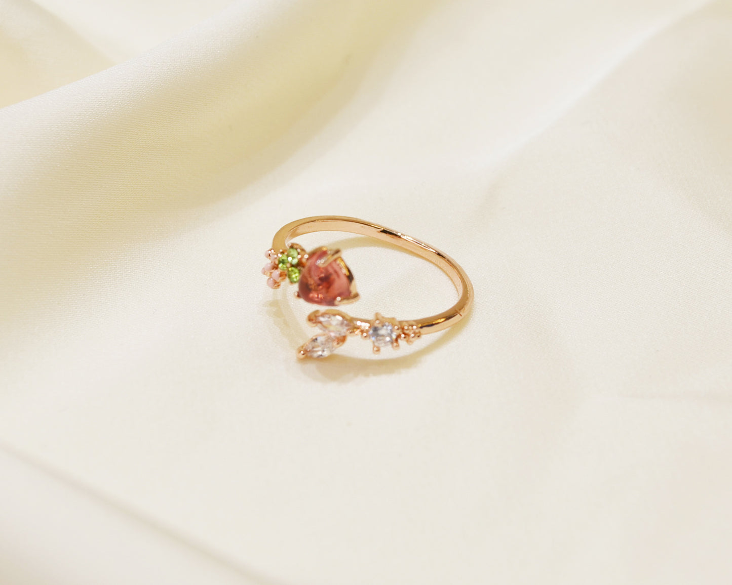 R014 heart flower adjustable open ring sale