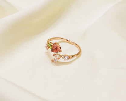 R014 heart flower adjustable open ring sale