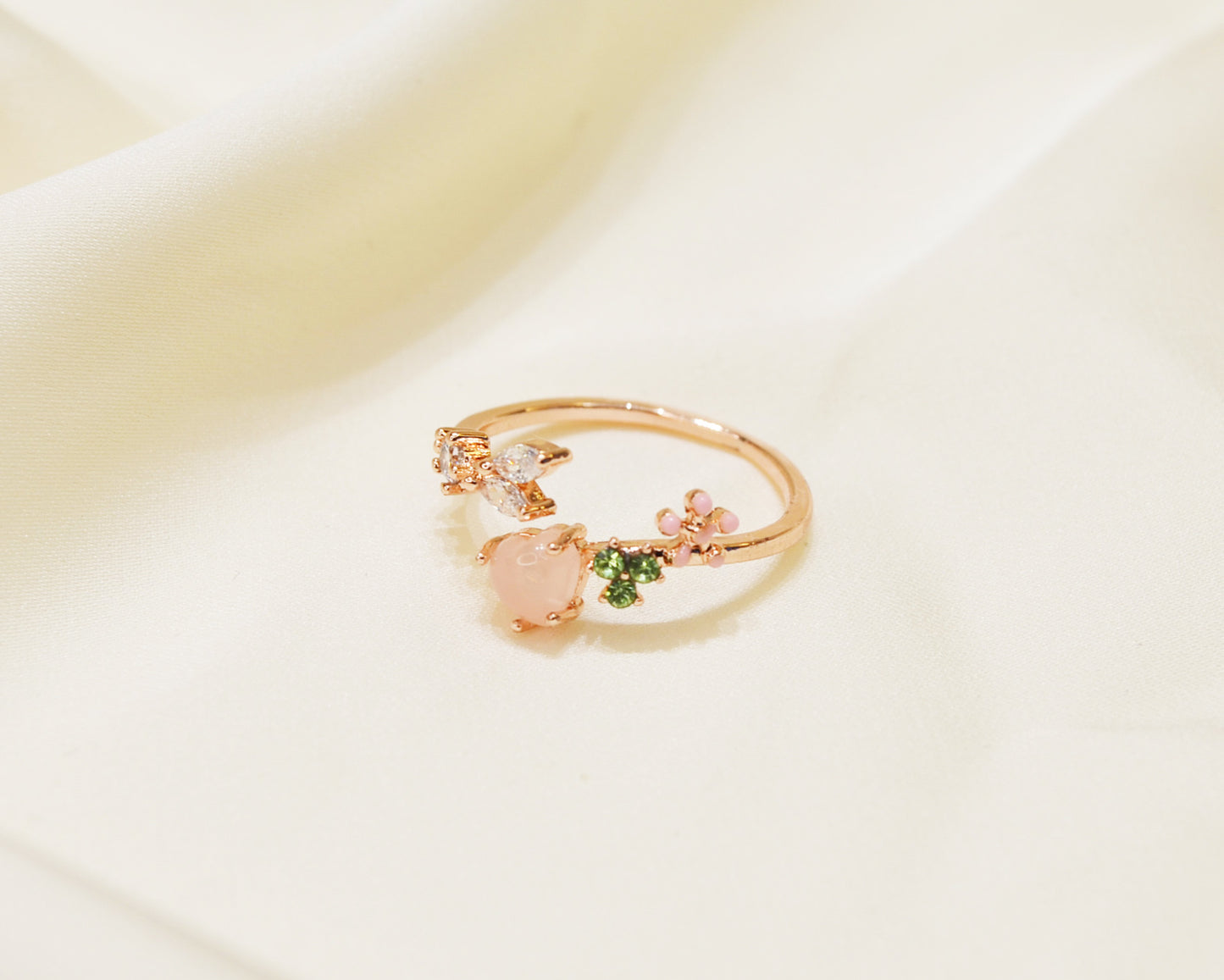 R014 heart flower adjustable open ring sale