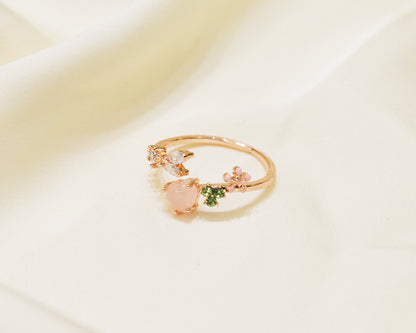 R014 heart flower adjustable open ring sale