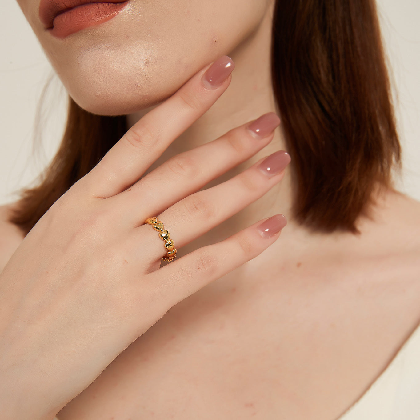 Rachel gold heart chain link open ring sale