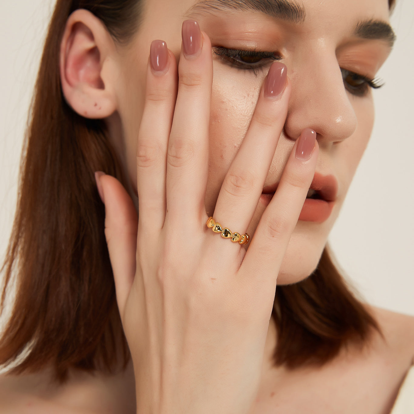 Rachel gold heart chain link open ring sale