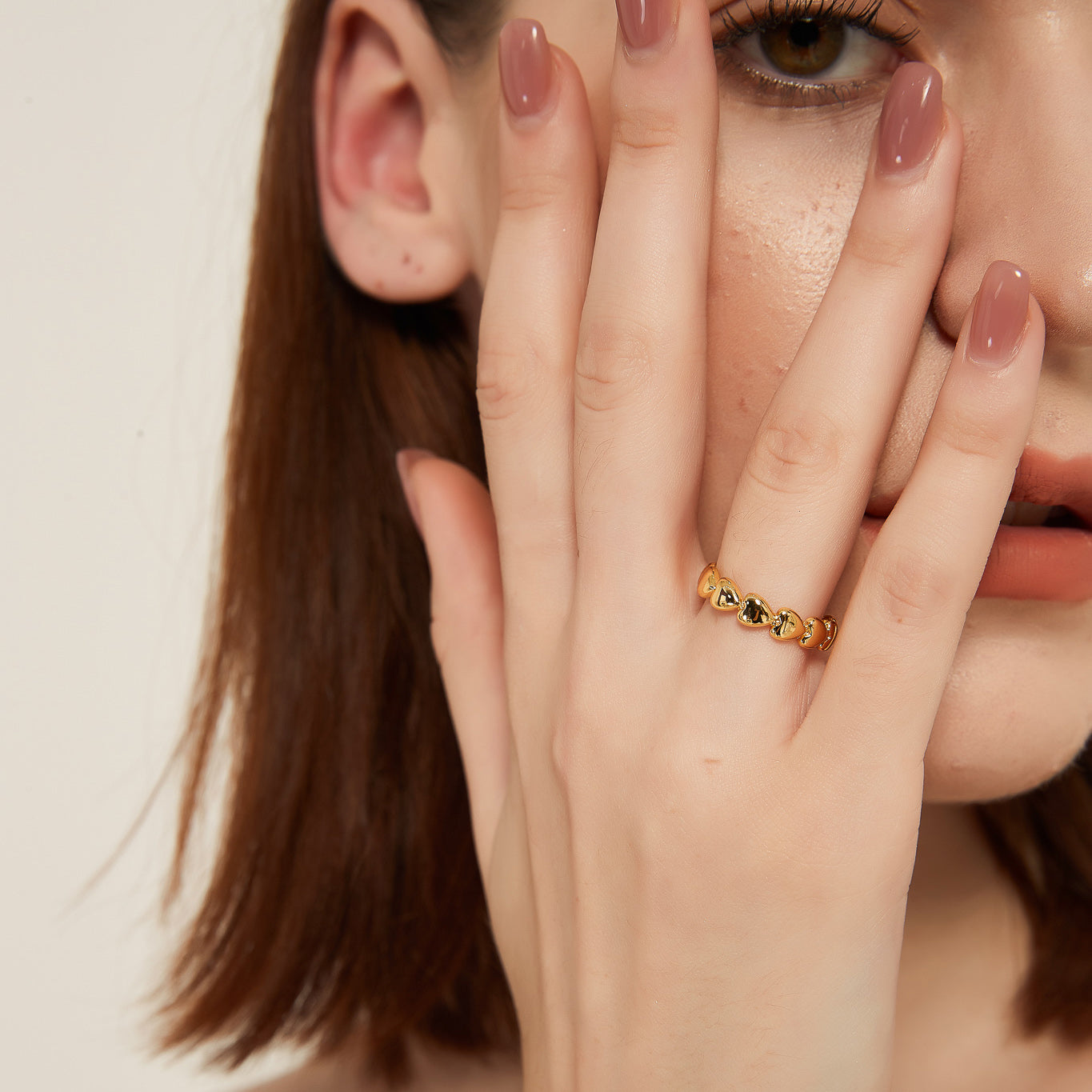 Rachel gold heart chain link open ring sale