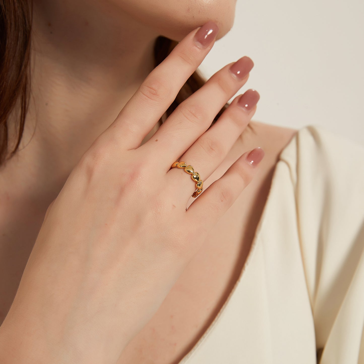 Rachel gold heart chain link open ring sale