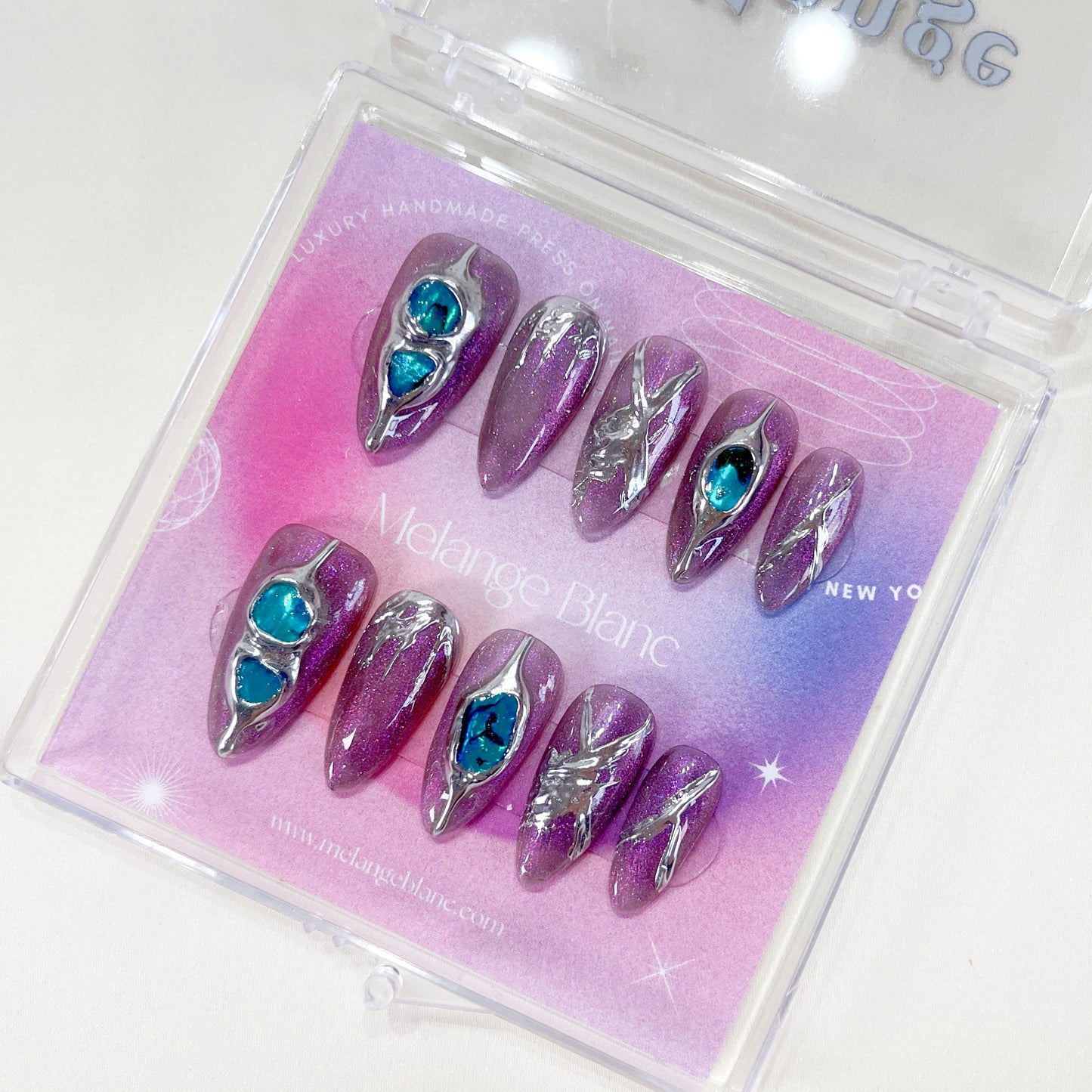 PO100 3d metallic chrome nails, 3d chrome nails, silver chrome glitter nails