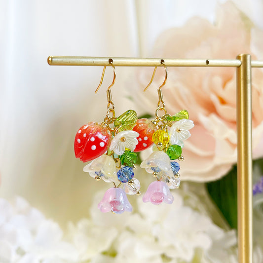 E203 lily flower dangle earrings, flower earrings
