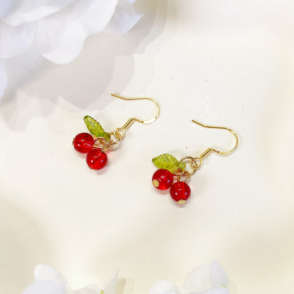 E198 red cherry earrings, fruit earrings