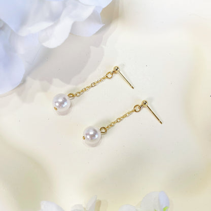 E243 dainty pearl earrings, pearl dangle earrings, pearl