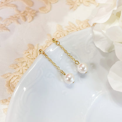 E243 dainty pearl earrings, pearl dangle earrings, pearl