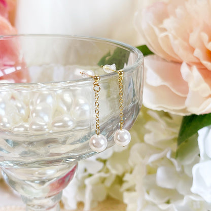 E243 dainty pearl earrings, pearl dangle earrings, pearl