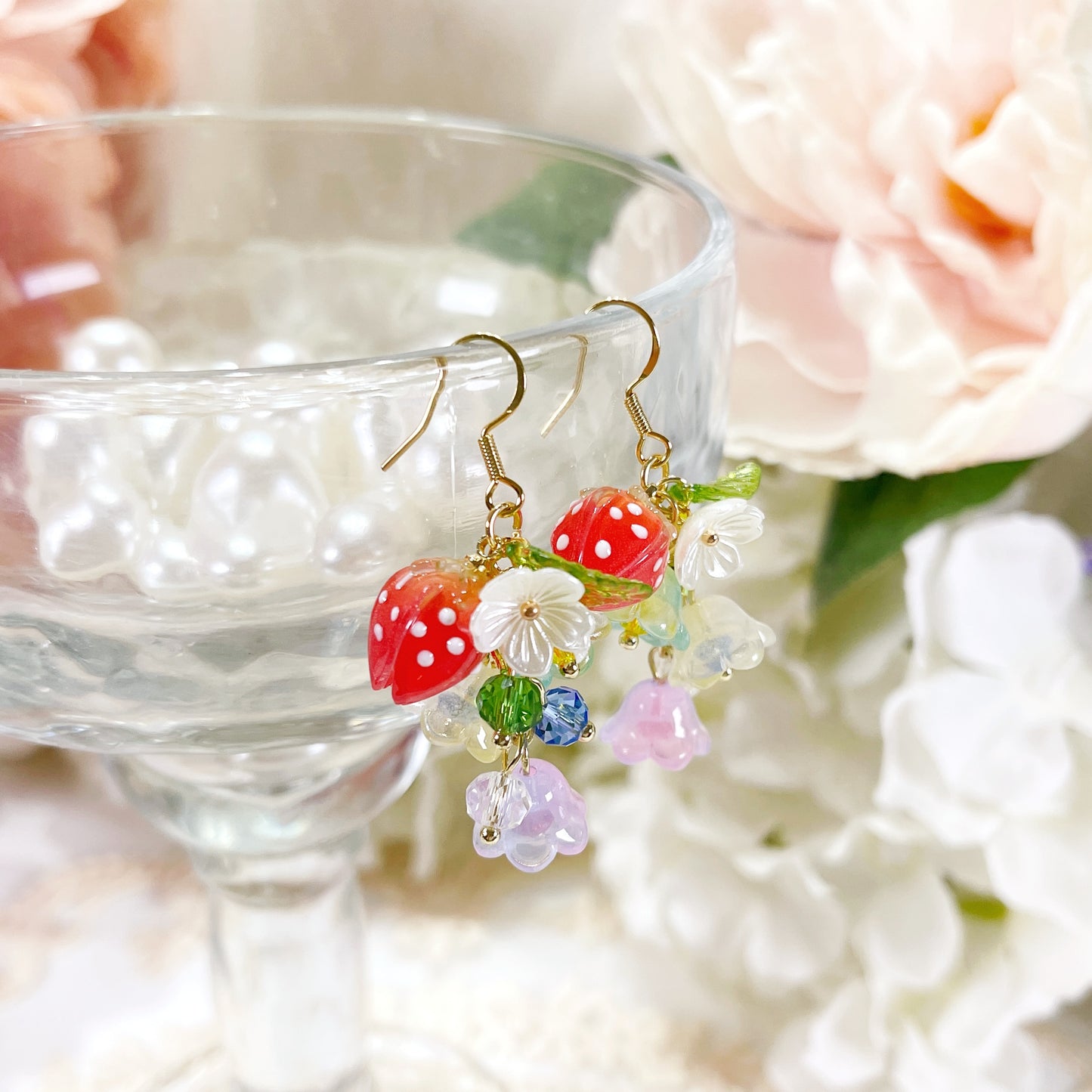 E203 lily flower dangle earrings, flower earrings