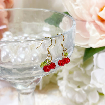 E198 red cherry earrings, fruit earrings