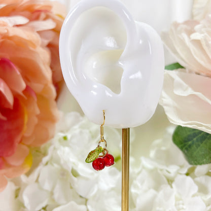 E198 red cherry earrings, fruit earrings