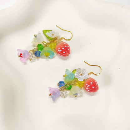 E203 lily flower dangle earrings, flower earrings