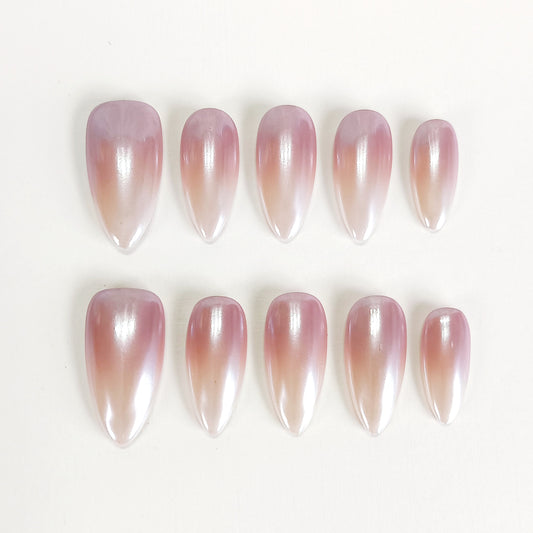 PO120 white ombre glazed donut press on nails