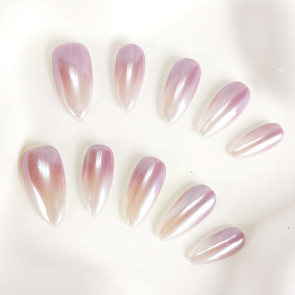 PO120 white ombre glazed donut press on nails